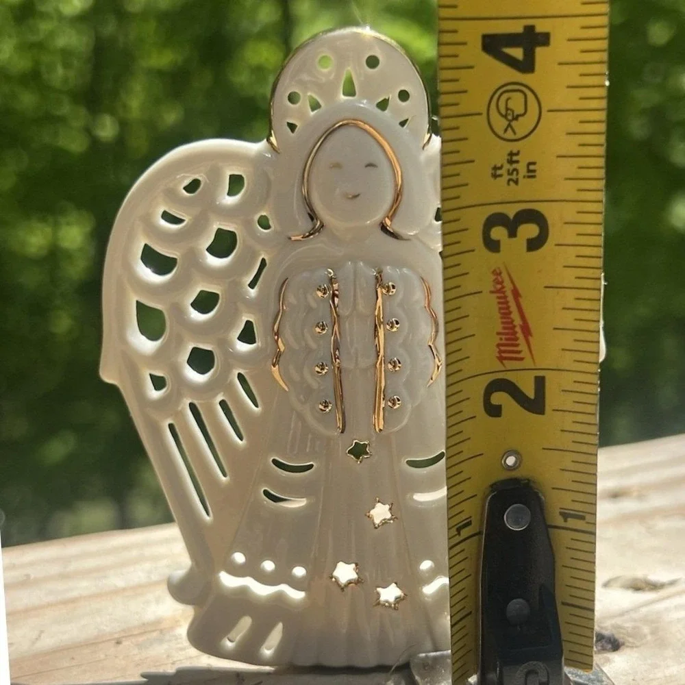Votive Holder Lenox Bright Christmas Angel Pierced Ivory Porcelain 24K Gold